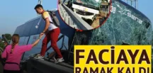 34 turistin bulunduğu otobüs faciaya ramak kala durdu.